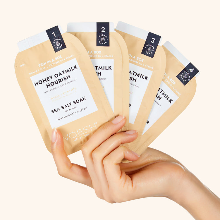 Voesh Pedi in Box - 4-Step - Honey Oatmilk - Single (1Pc) Box Case (50Pcs)