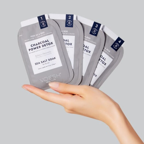 Voesh Pedi in Box - 4-Step - Charcoal Detox - Single (1Pc) Box Case (50Pcs)